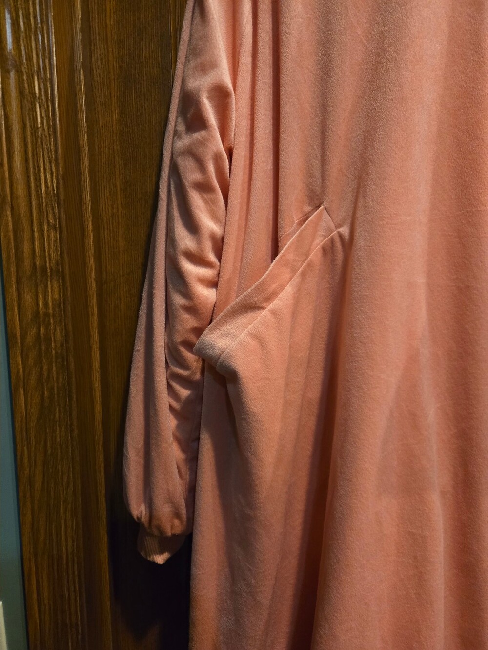 Plush Hooded Lounge Poncho in Soft Pink - Picture 2 of 16